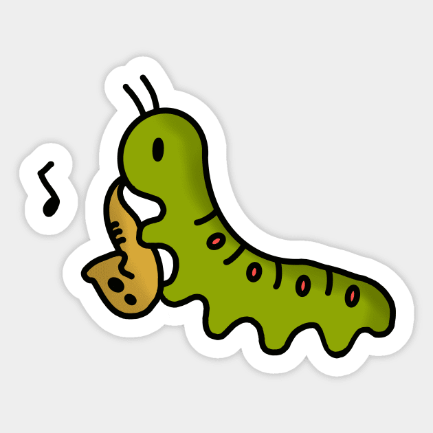 Caterpillar Playing The Saxophone Sticker by MillerDesigns